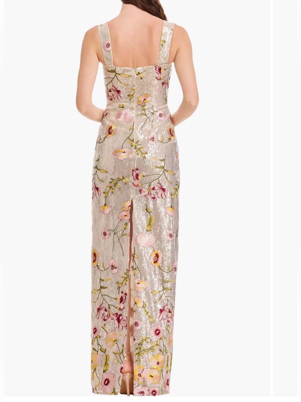 Dress the Population Champagne Sequin Floral Maxi Gown - Picture 4 of 12